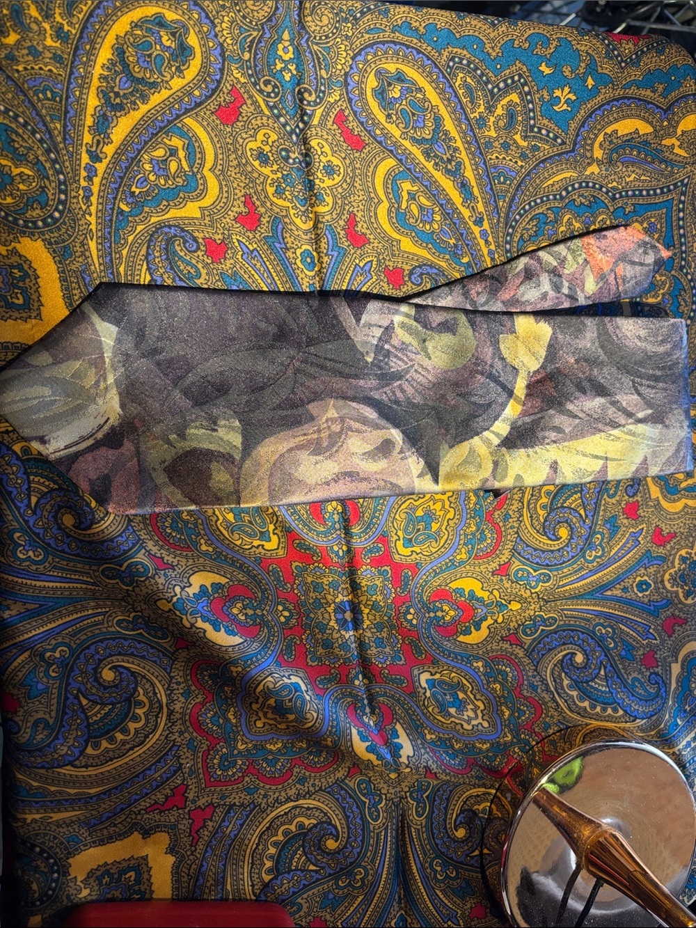 Wembley Paisley Dress Shirt in Yellow & Blue with Red Accents